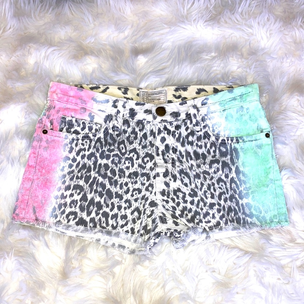 CURRENT ELLIOTT Boyfriend Short Cheetah Hiphugger Jean Shorts 28 (6) M